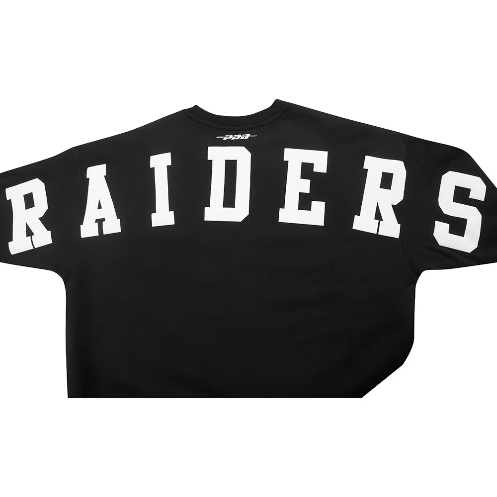 NFL LAS VEGAS RAIDERS WINGSPAN MEN'S DROP SHOULDER FLC CREWNECK (BLACK)