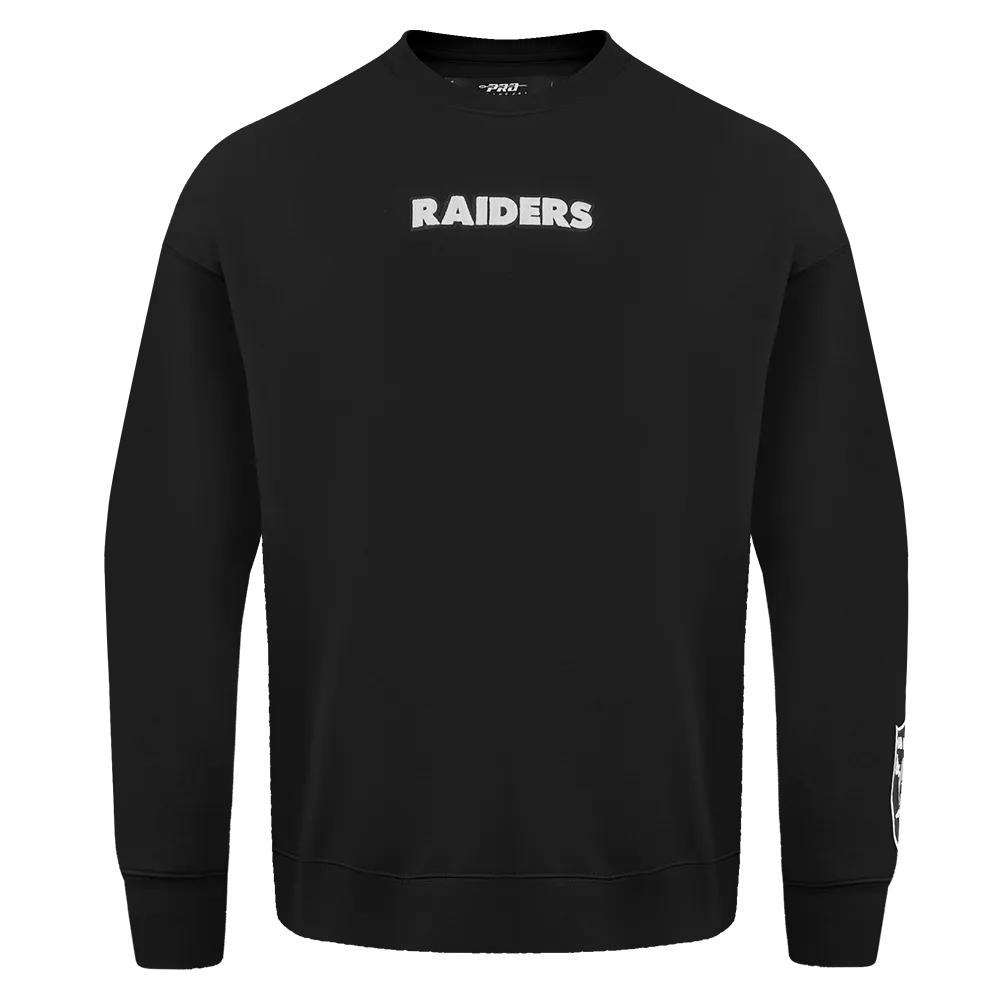 NFL LAS VEGAS RAIDERS WINGSPAN MEN'S DROP SHOULDER FLC CREWNECK (BLACK)