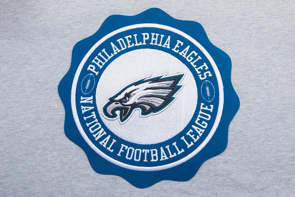 NFL PHILADELPHIA EAGLES CREST EMBLEM MEN'S RIB CREWNECK (HEATHER GREY/GREEN)
