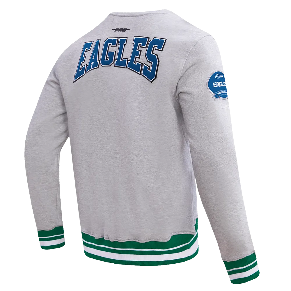 NFL PHILADELPHIA EAGLES CREST EMBLEM MEN'S RIB CREWNECK (HEATHER GREY/GREEN)