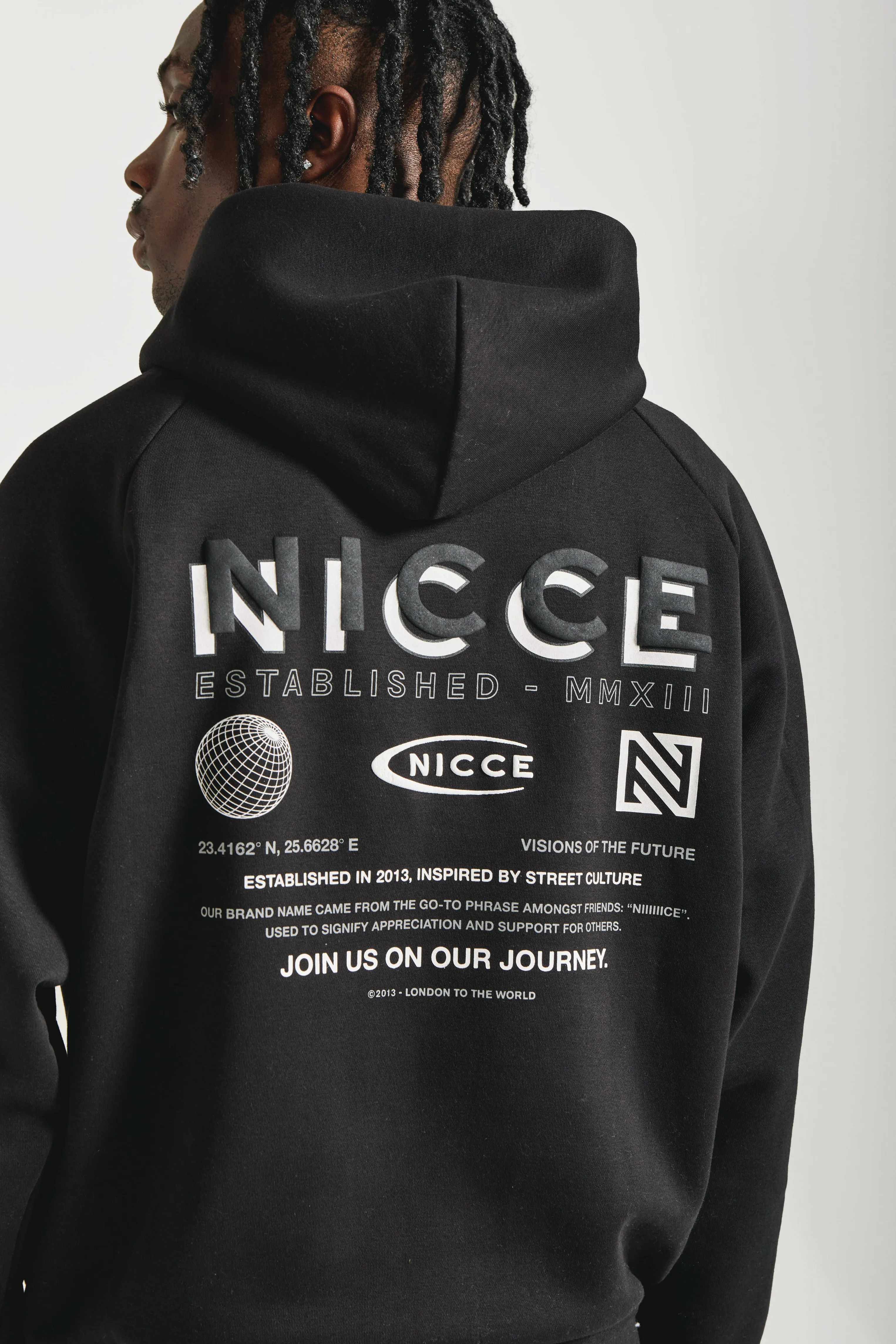 NICCE Mens Multi Logo Hoodie | Black