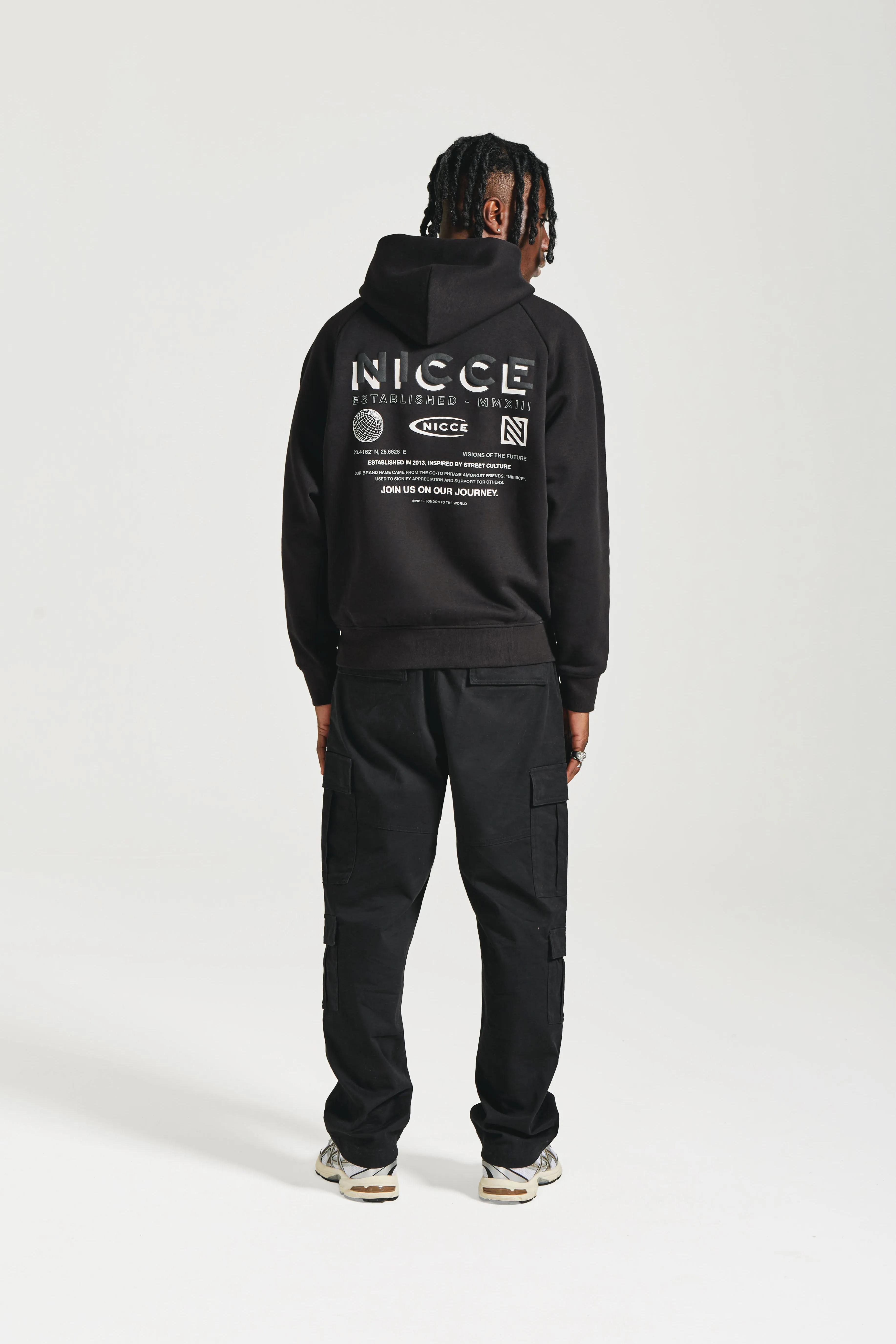 NICCE Mens Multi Logo Hoodie | Black