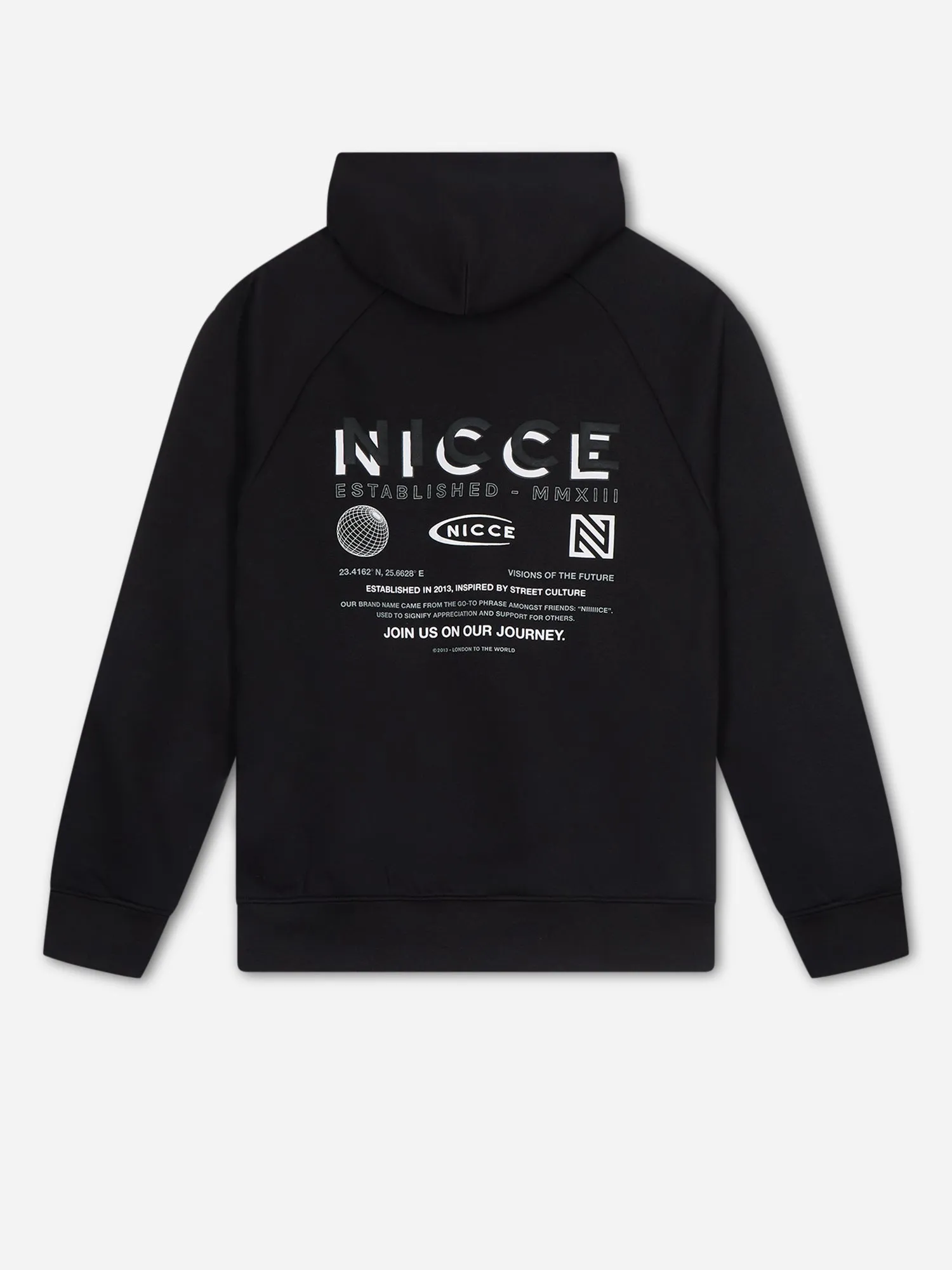 NICCE Mens Multi Logo Hoodie | Black