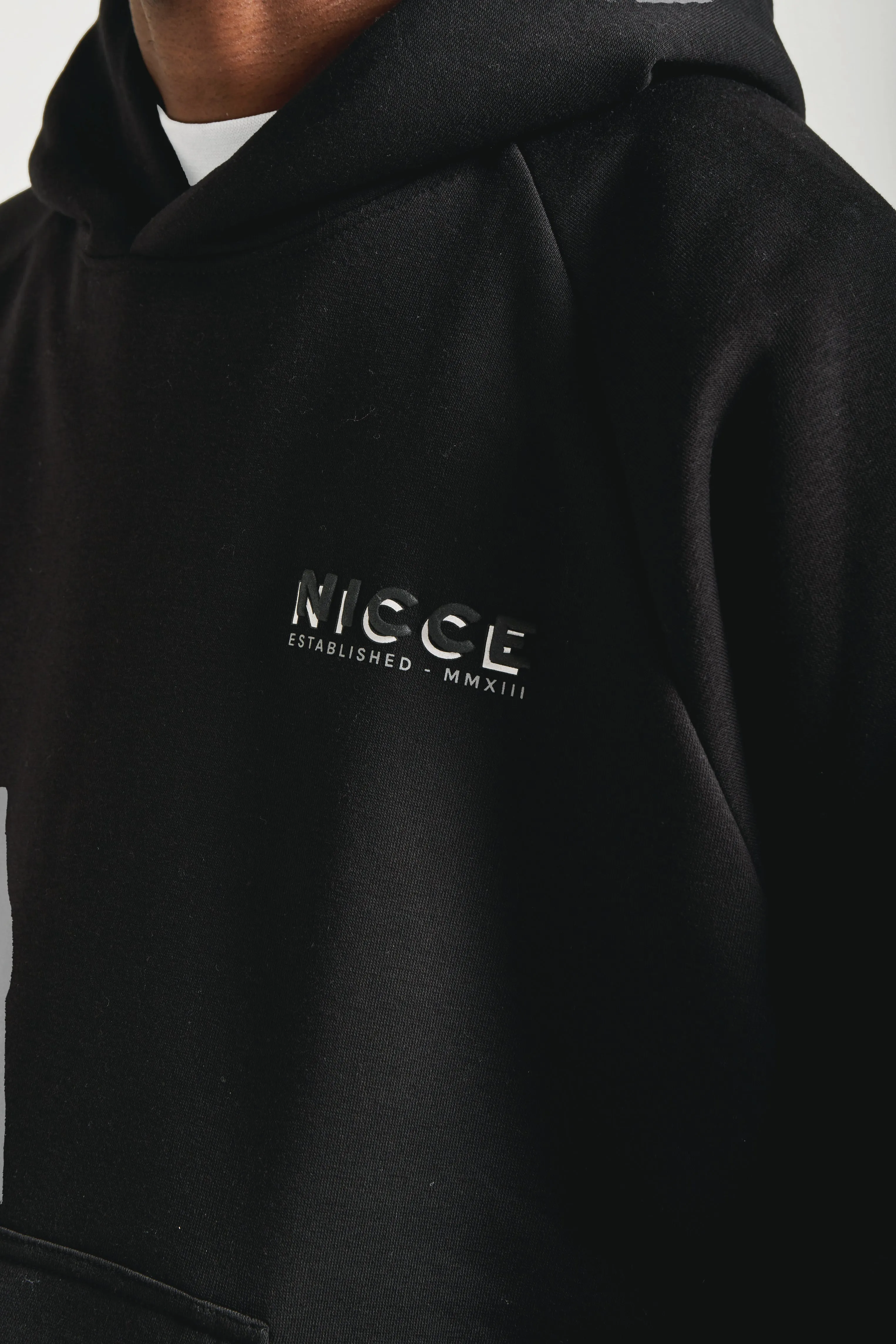 NICCE Mens Multi Logo Hoodie | Black