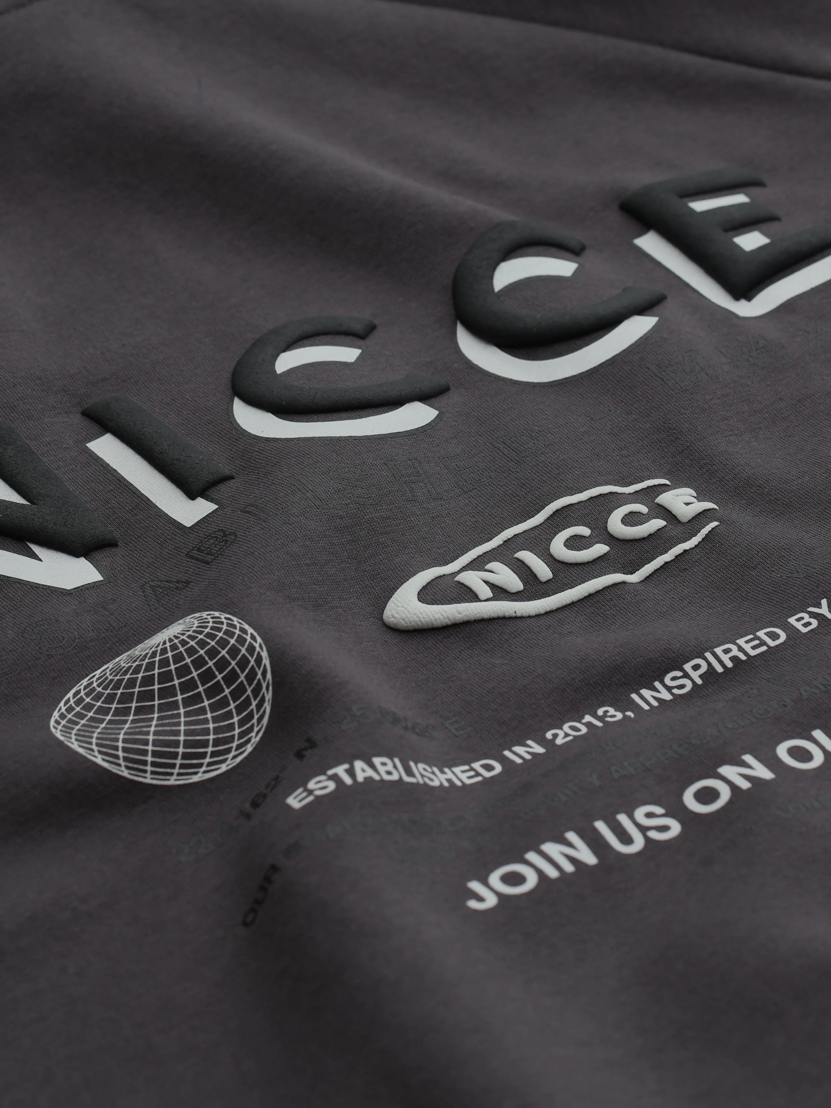 NICCE Mens Multi Logo Hoodie | Coal