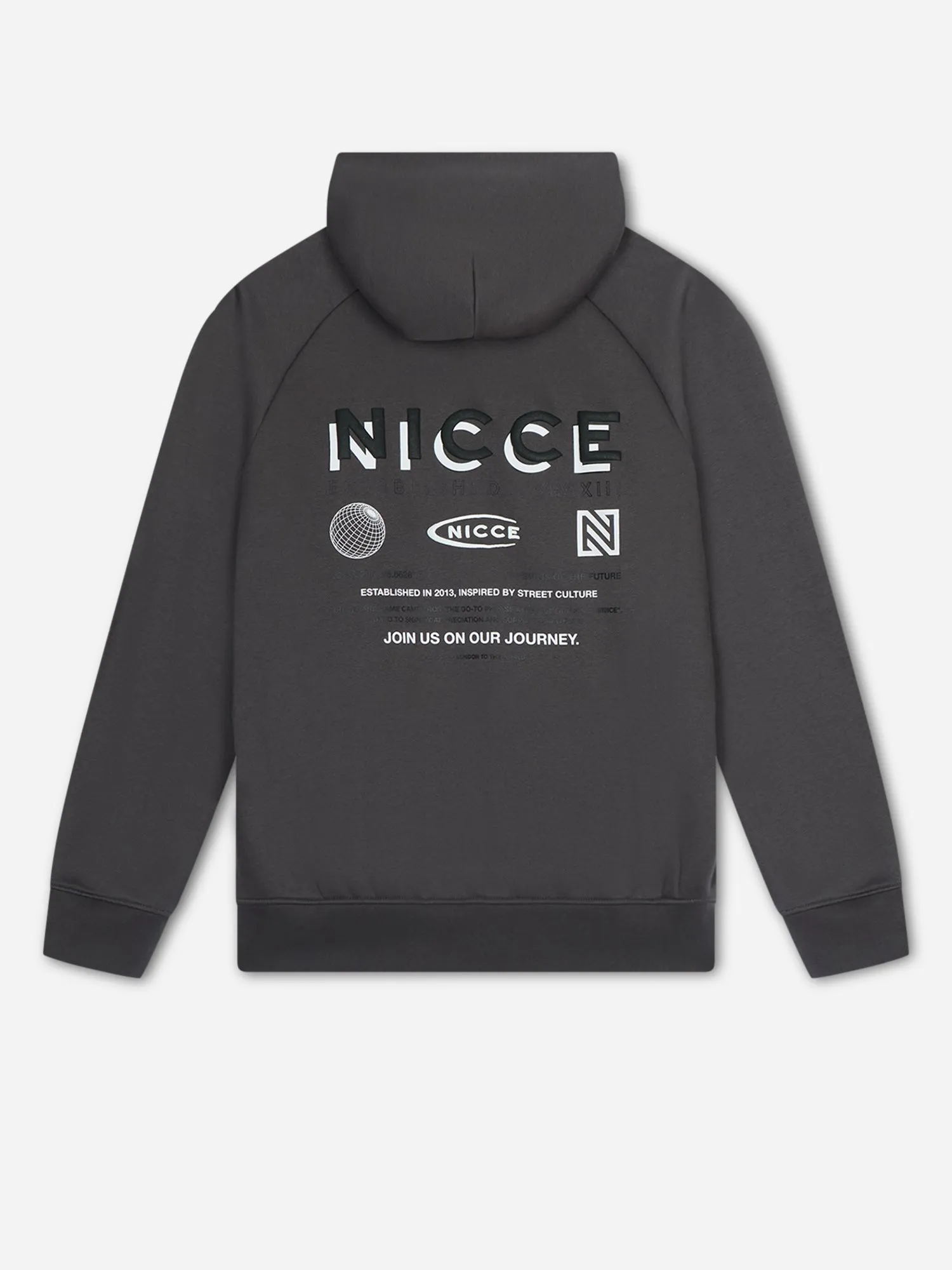 NICCE Mens Multi Logo Hoodie | Coal
