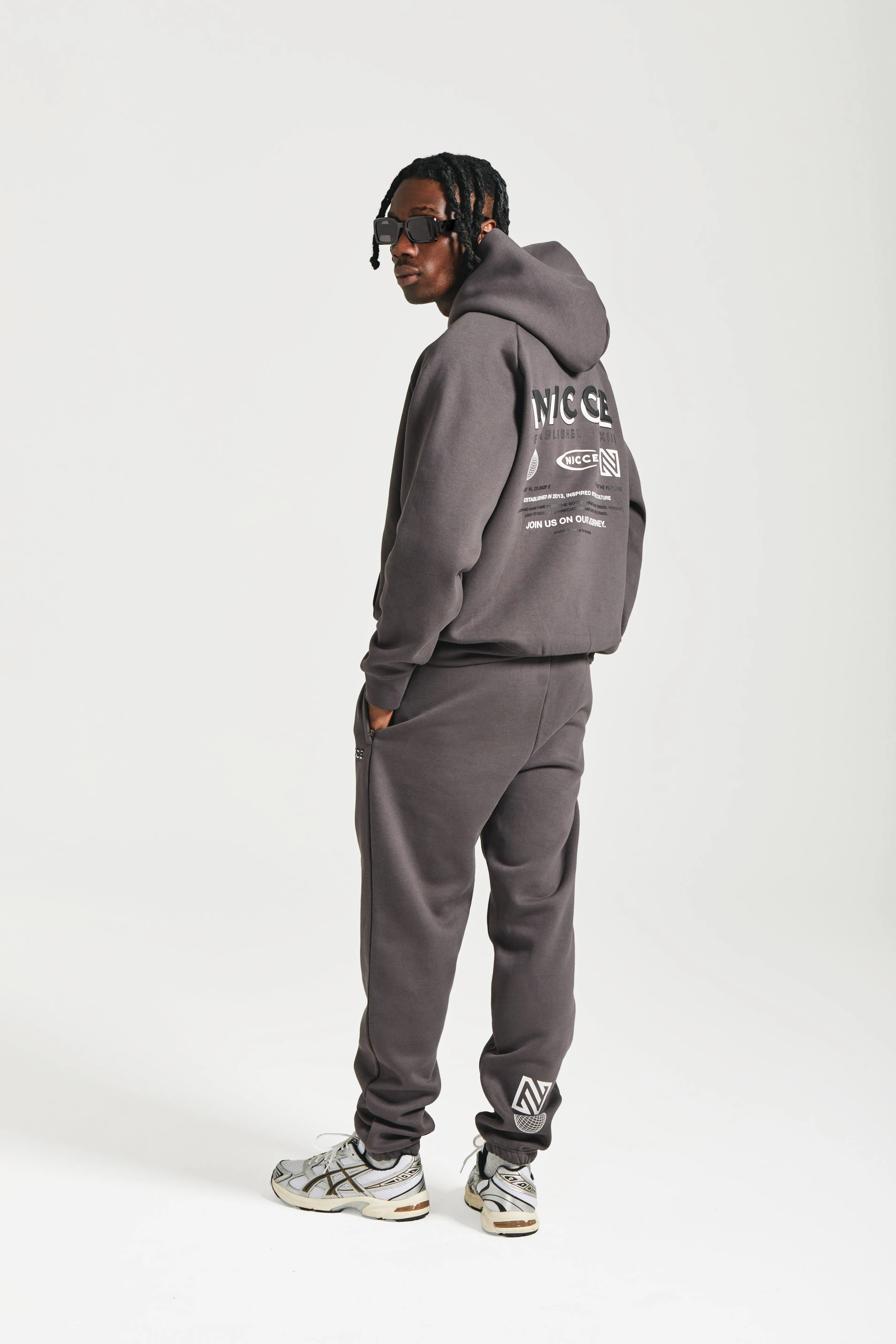 NICCE Mens Multi Logo Hoodie | Coal