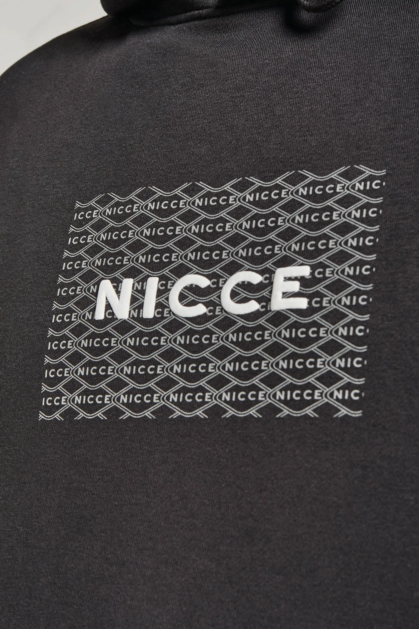 NICCE Mens Repeater Box Print Hoodie | Black