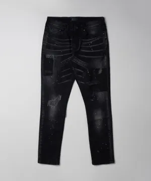 Nighthawk Ripped Detail Black Denim Jeans