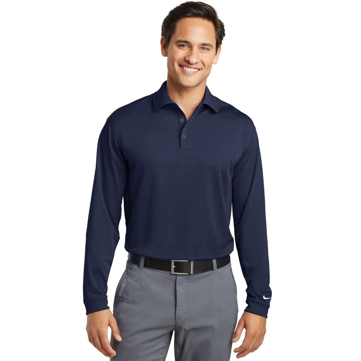 Nike Men's Midnight Navy Tall Long Sleeve Dri-FIT Stretch Tech Polo