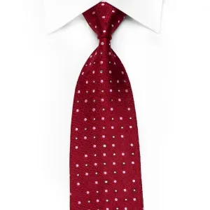 Nina Ricci Men's Crystal Silk Necktie Mauve Dots On Burgundy Sparkling With Rhinestones