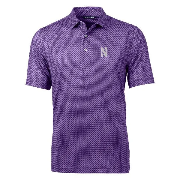 Northwestern Wildcats Men's Cutter &amp; Buck Purple Pike Banner Stretch Polo