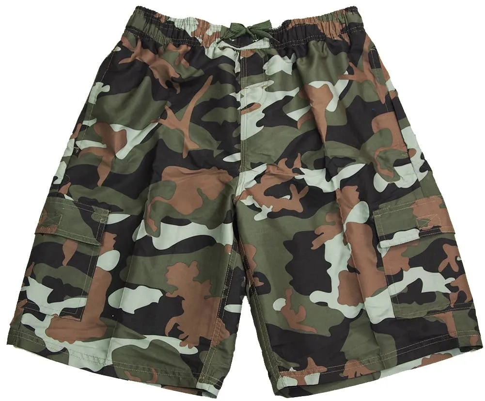 NORTY Big Mens 2XL-5XL Green Camo Swim Suit 25010X