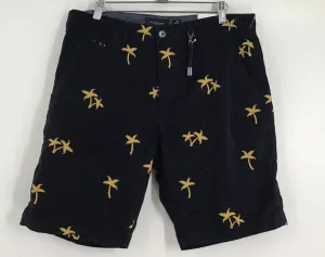 NWT Denim & Flower Men's Navy Blue Palm Tree Power Stretch Chino Shorts- Size 34