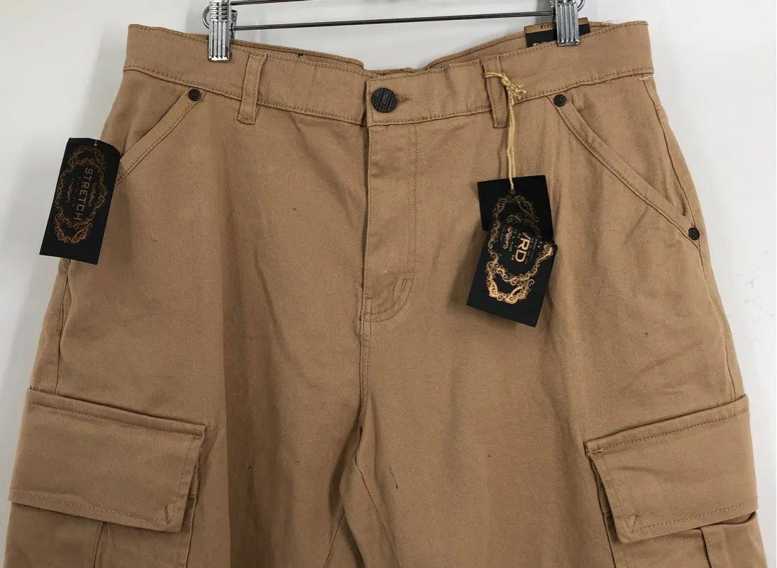 NWT FWRD Denim Men's Tan Slim Fit Cargo Shorts - Size 34