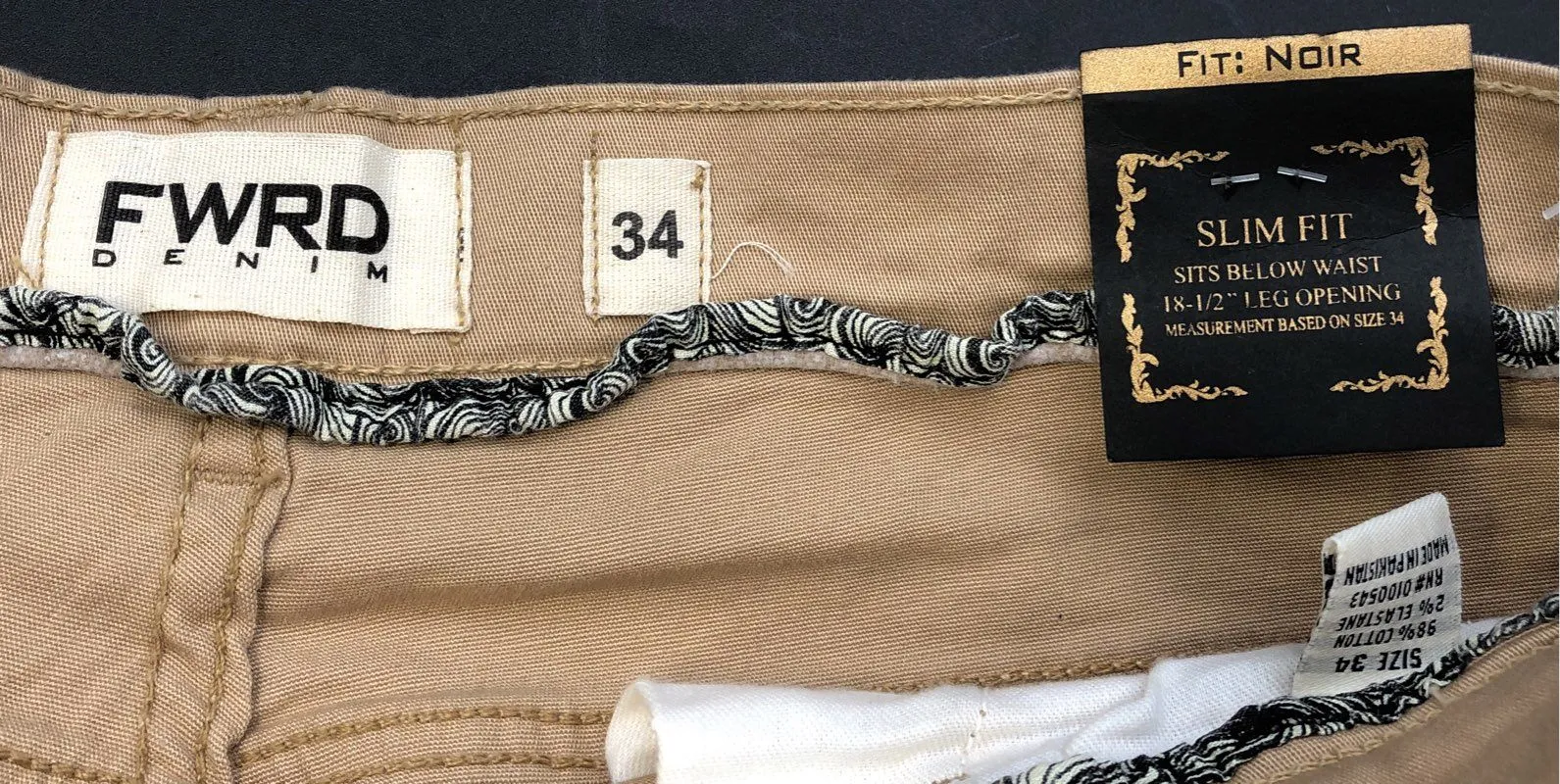 NWT FWRD Denim Men's Tan Slim Fit Cargo Shorts - Size 34