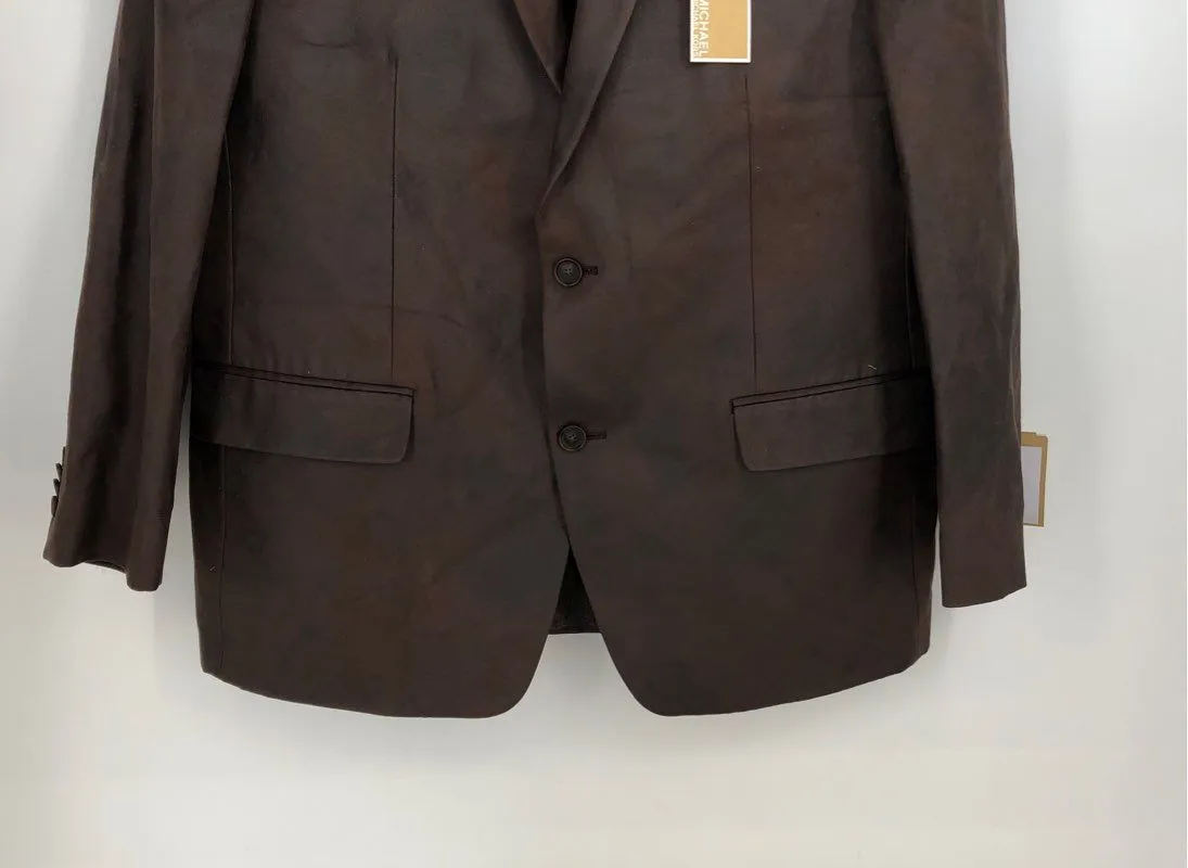 NWT Michael Kors Men's Brown Notch Lapel Single-Breasted Blazer - Size 44R