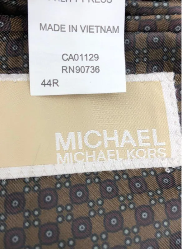 NWT Michael Kors Men's Brown Notch Lapel Single-Breasted Blazer - Size 44R