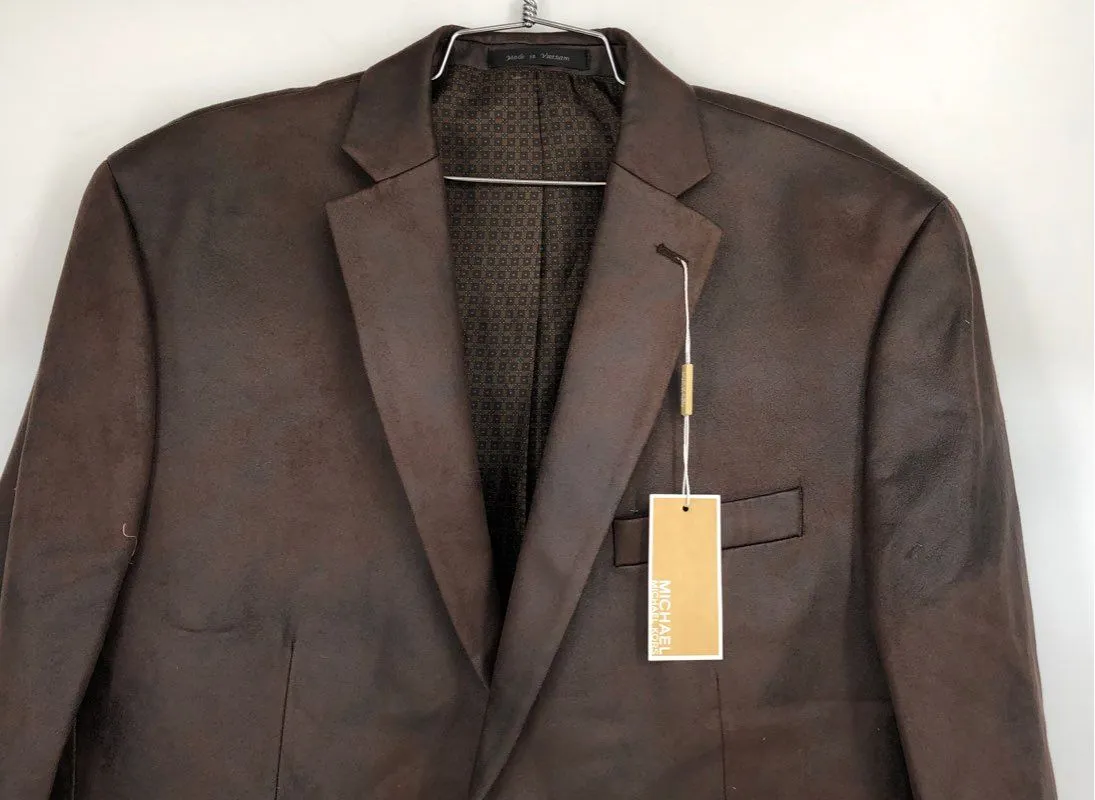 NWT Michael Kors Men's Brown Notch Lapel Single-Breasted Blazer - Size 44R