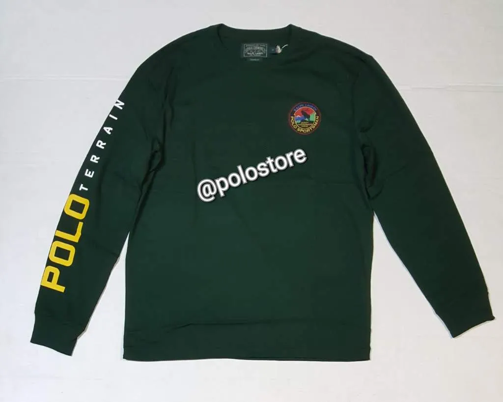 Nwt Polo Ralph Lauren Green Sportsman Polo Terrain Classic Fit  Long Sleeve Tee