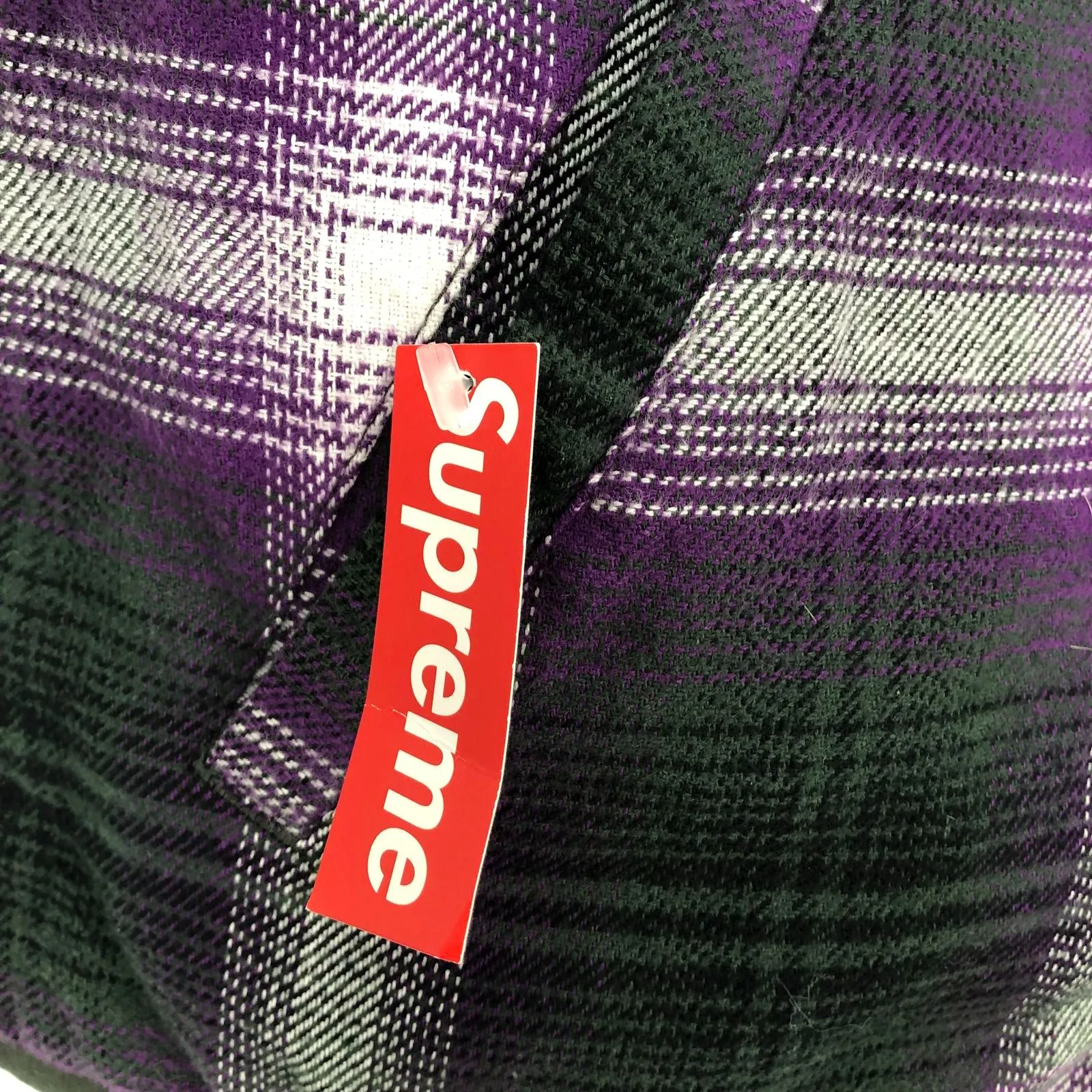 NWT Supreme Men's Purple/Olive Green Reversible Shadow Plaid Zip Vest - Size S