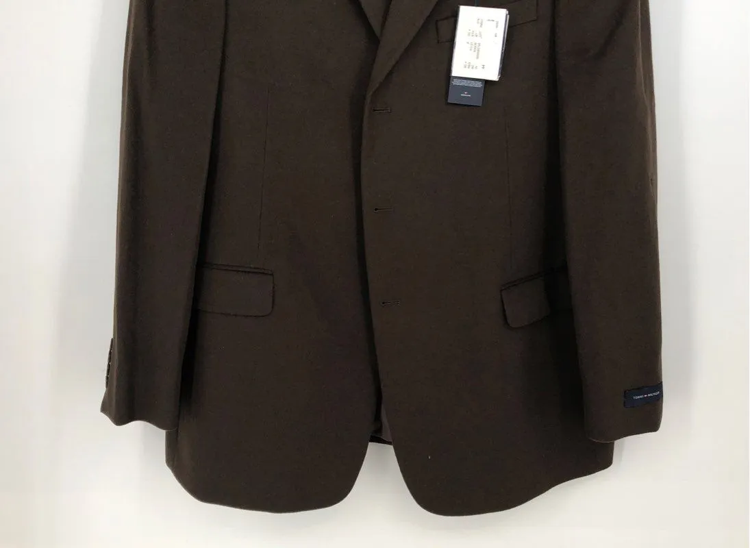 NWT Tommy Hilfiger Men's Brown Notch Lapel Single-Breasted Blazer - Size 44L