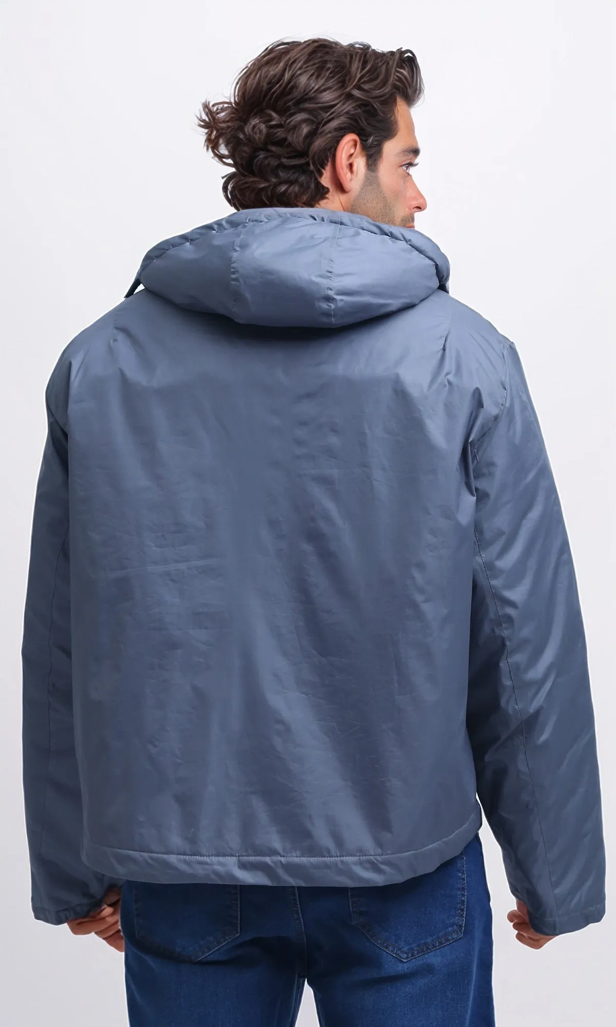 O198254 Winter Relaxed Fit Jacket with Front Pockets - Dark Grey