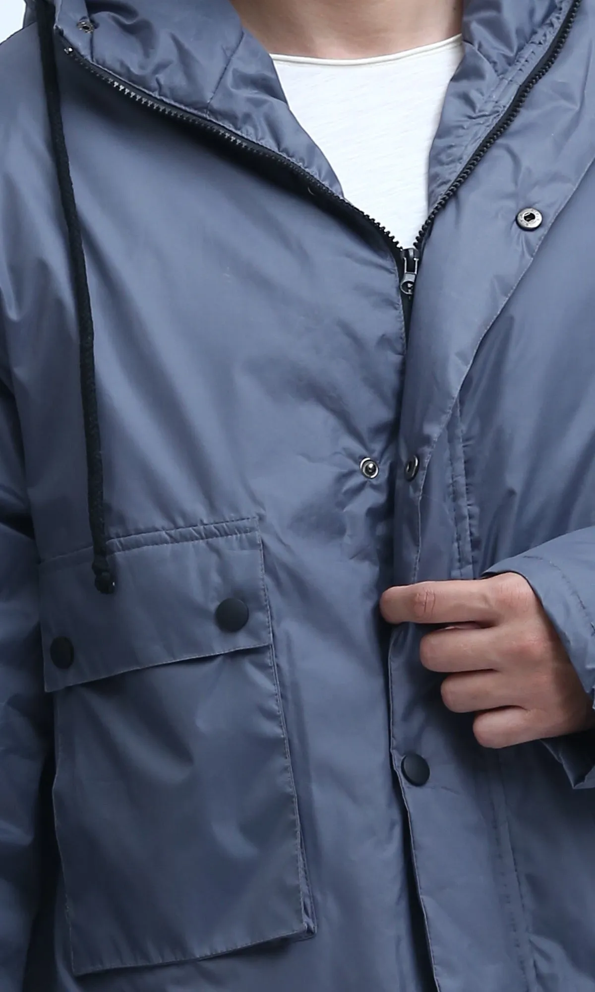 O198254 Winter Relaxed Fit Jacket with Front Pockets - Dark Grey