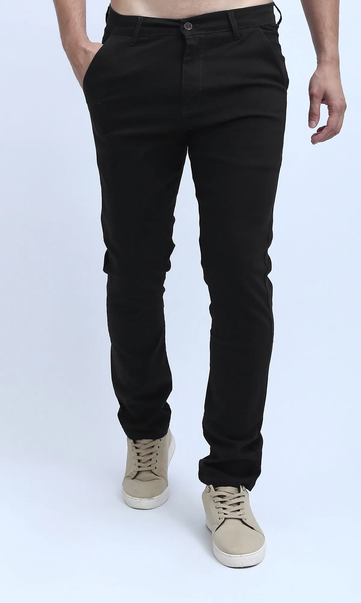 O201044 Regular Fit Gabardine Pants - Black
