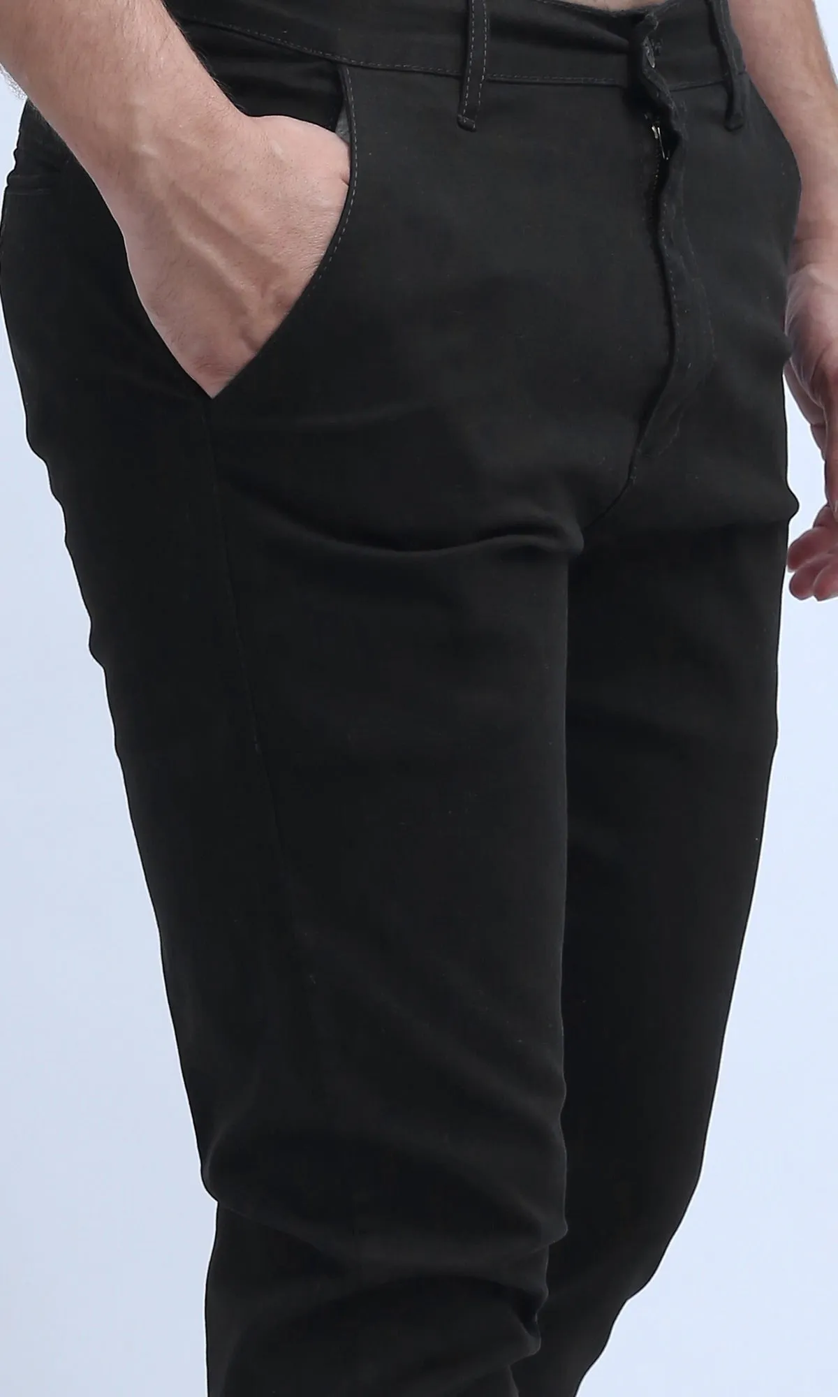 O201044 Regular Fit Gabardine Pants - Black