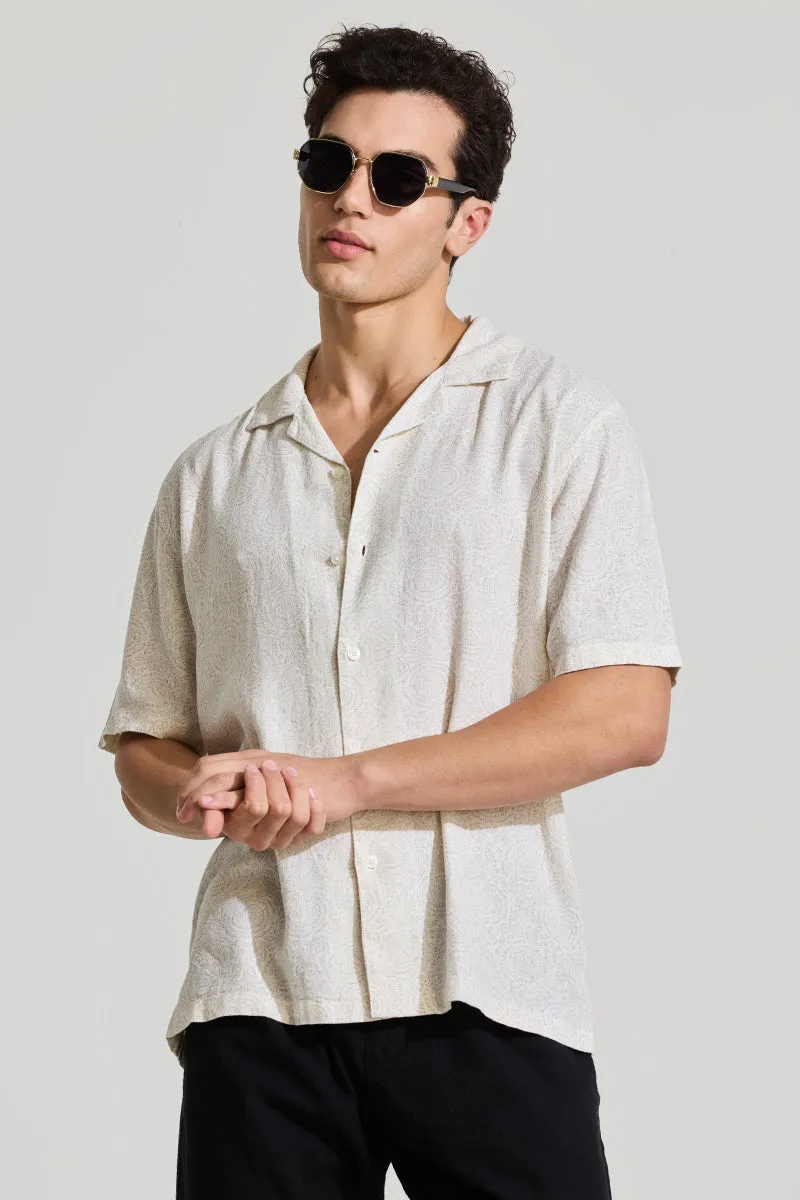 Off White Cuban Linen Blend Shirt