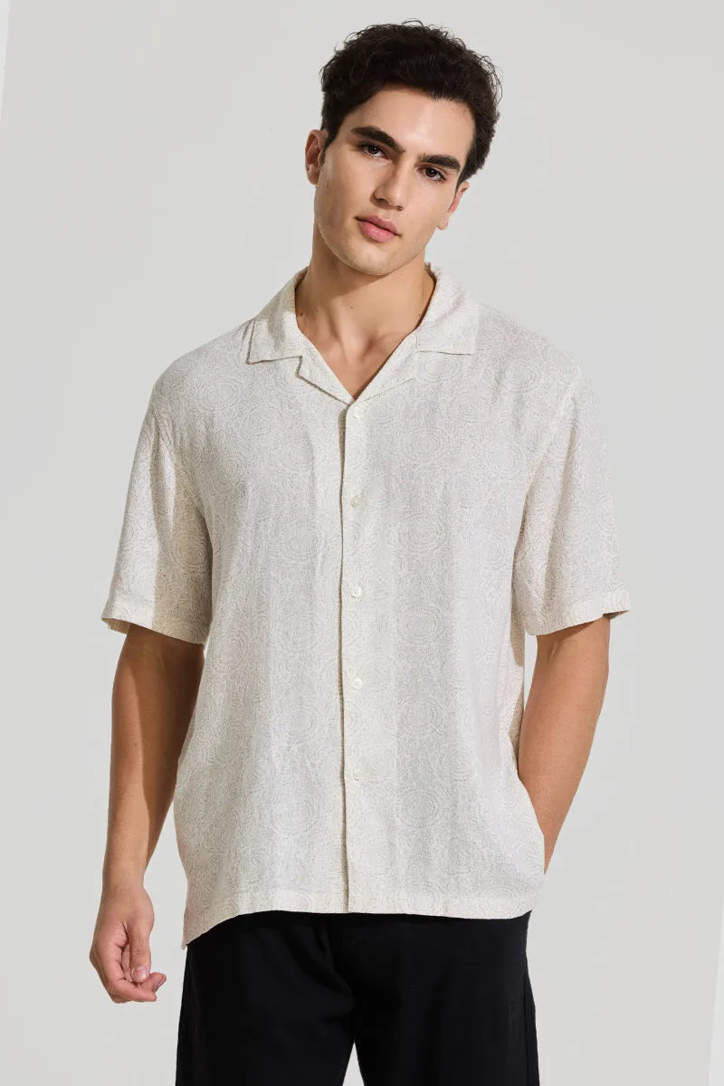Off White Cuban Linen Blend Shirt
