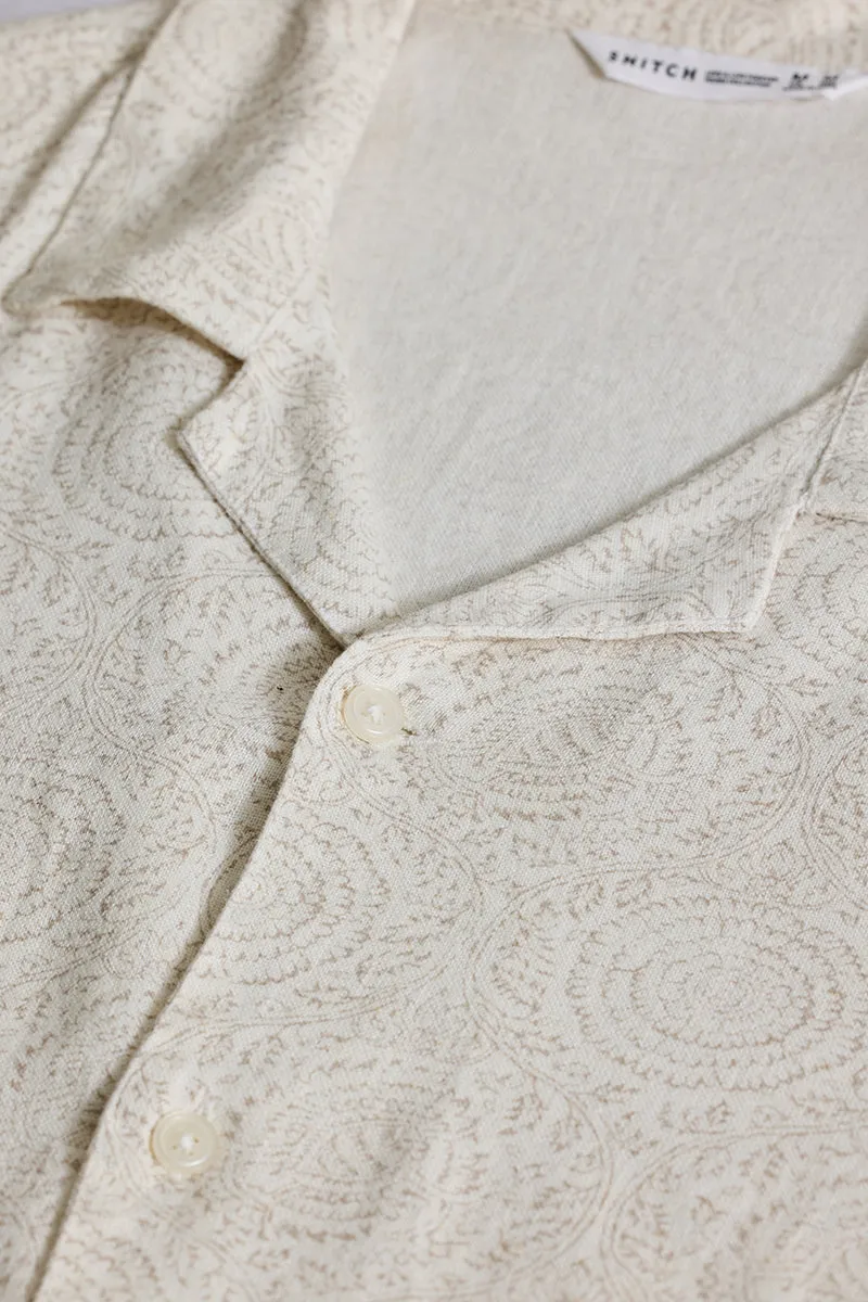 Off White Cuban Linen Blend Shirt