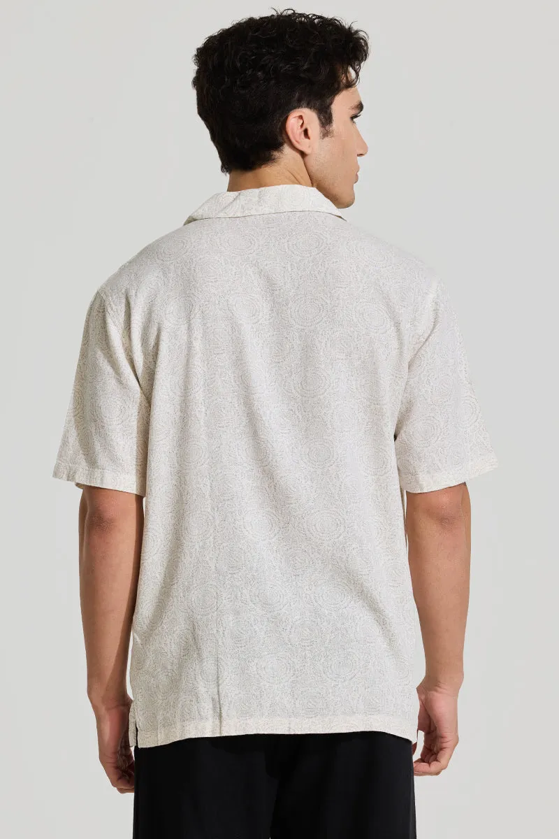 Off White Cuban Linen Blend Shirt