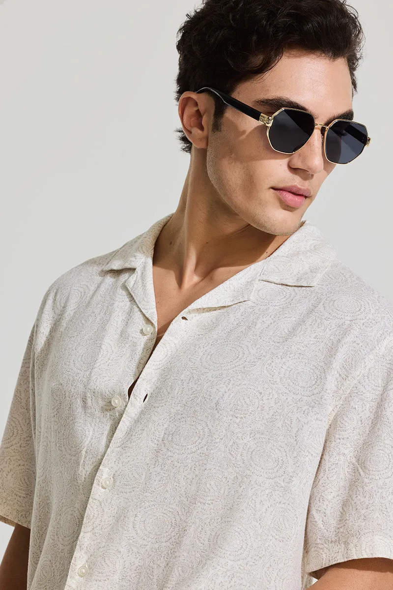 Off White Cuban Linen Blend Shirt