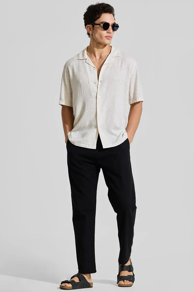 Off White Cuban Linen Blend Shirt