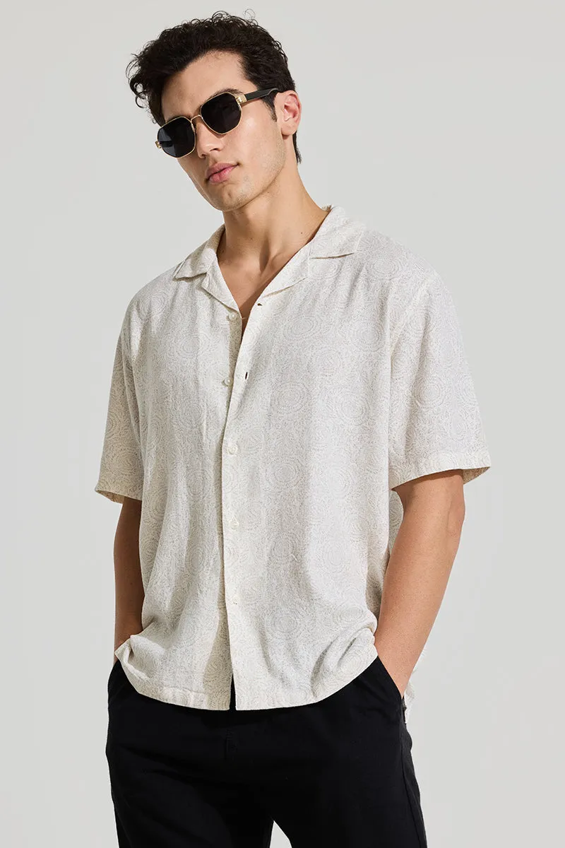 Off White Cuban Linen Blend Shirt