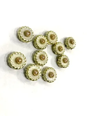 Off White Round Designer Handcrafted Buttons