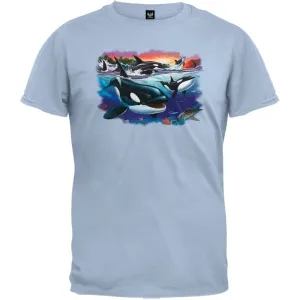 Orcas And Babies Light Blue T-Shirt