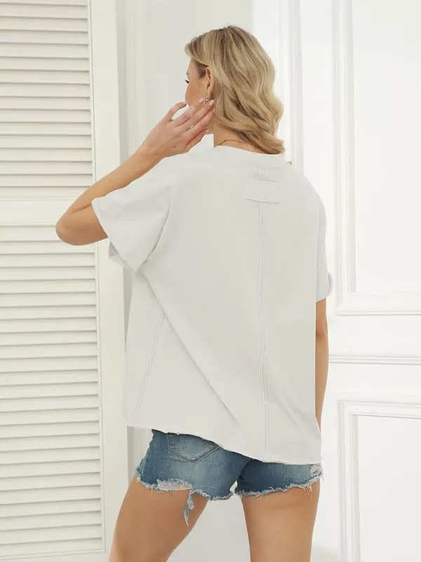 Oversized Tshirts for Women Short Sleeve Workout Top Casual Crewneck Y2K 2024 Loose Fit Basic Tee Shirts