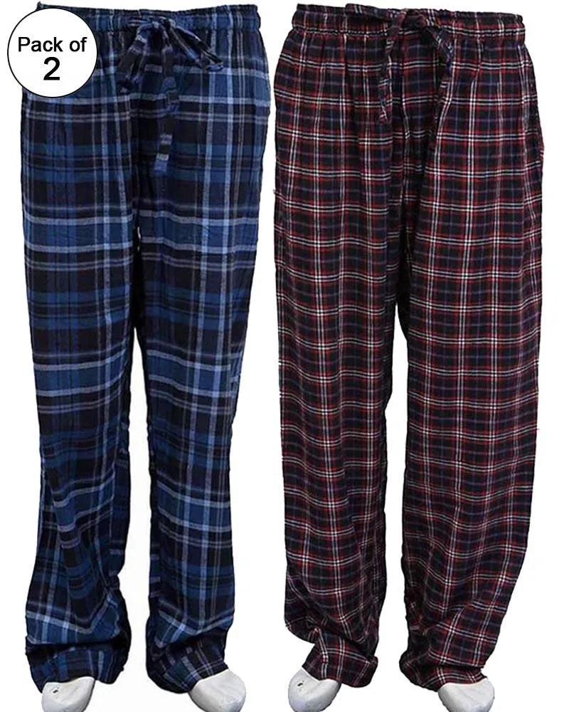 Pack of 2 - Men's Cotton Check Pajama - Cotton Yarn Dyed Flannel Men's Pajama MF-12