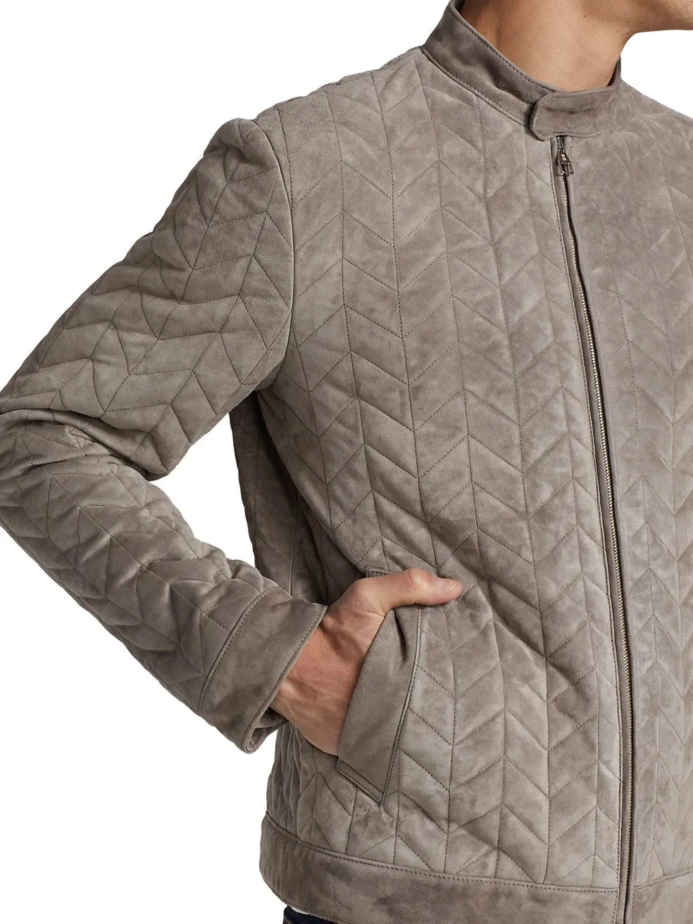 Padded Real Suede Biker Leather Jacket | Stylish Moto Racer Leather Jacket by TJS