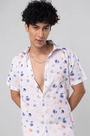 Paint Drop White Linen Shirt