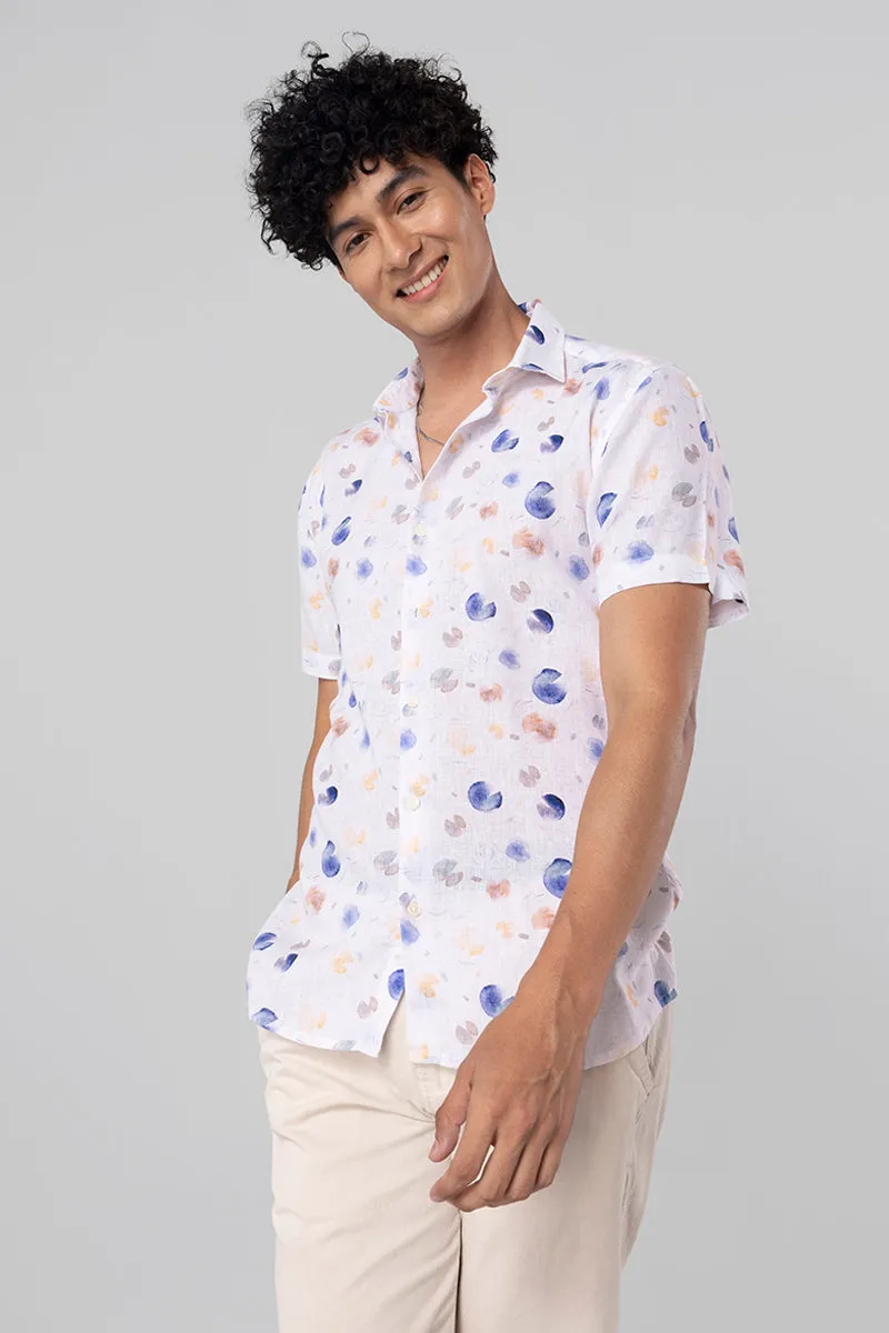Paint Drop White Linen Shirt