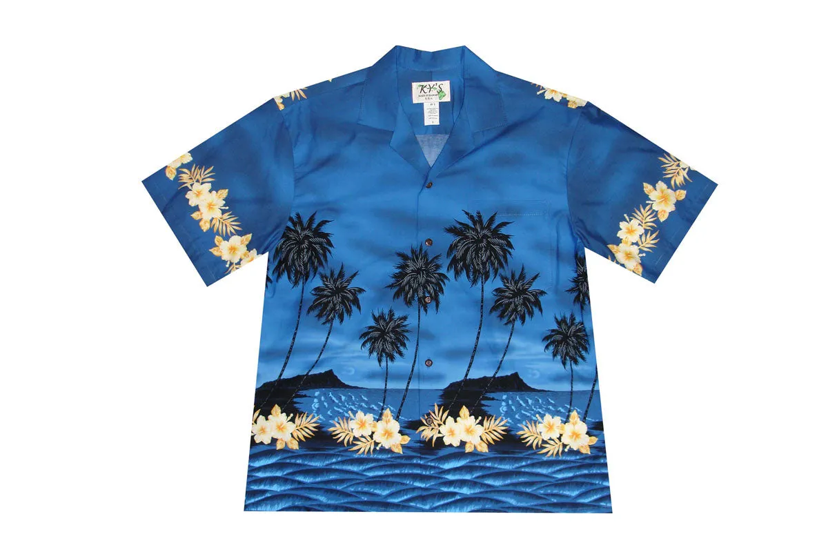 Palm Tree Silhouette Cotton Aloha Shirt