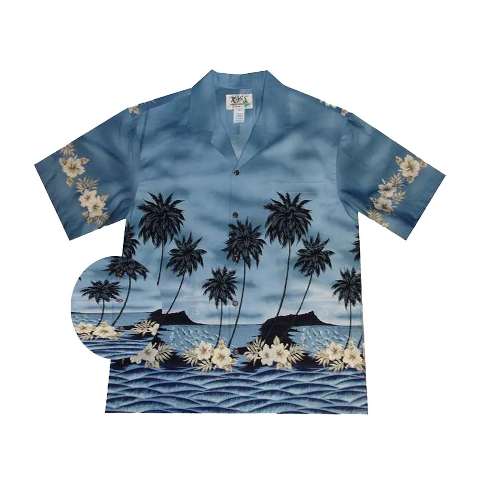 Palm Tree Silhouette Cotton Aloha Shirt