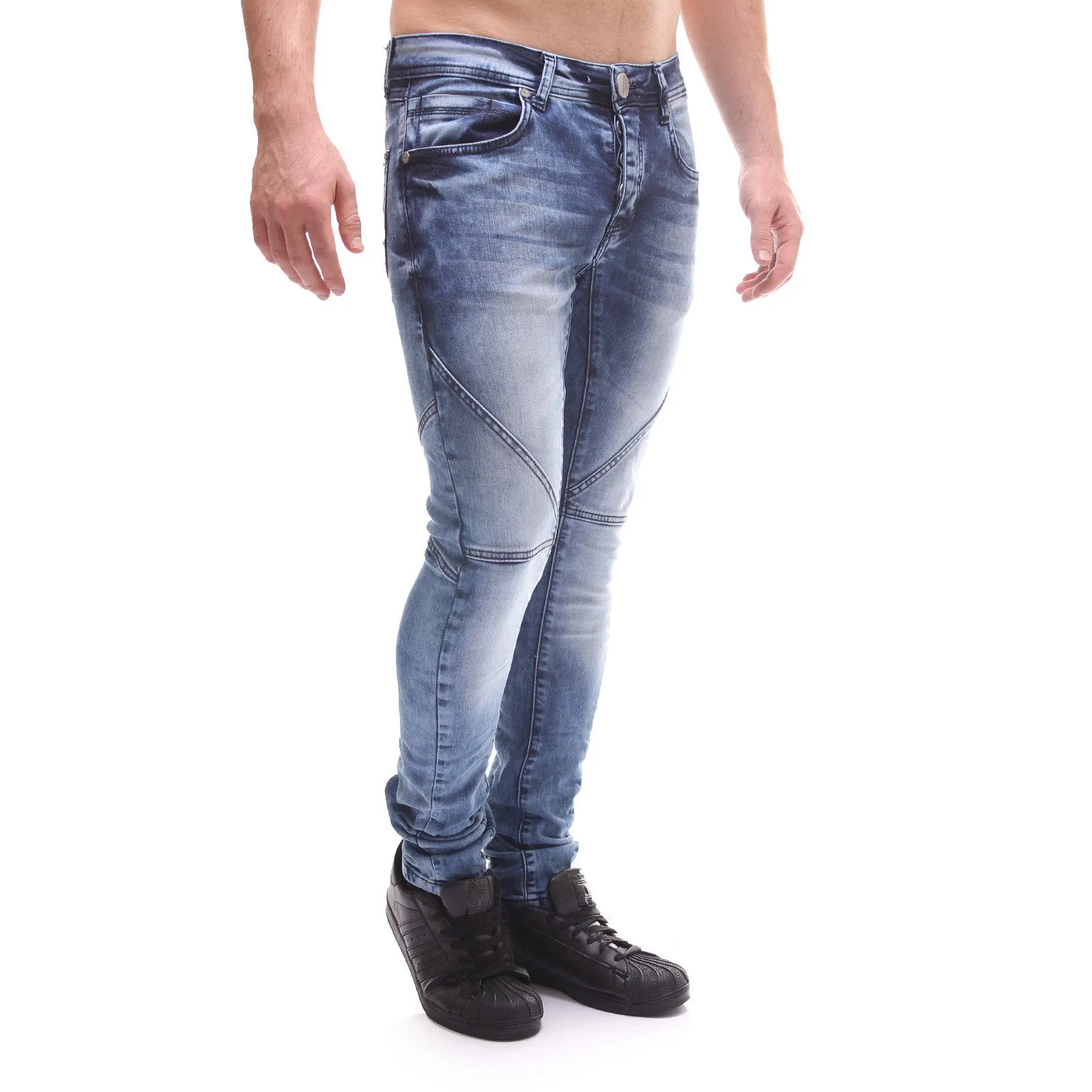 P&V Men Slim Fit Easy Jeans - Blue