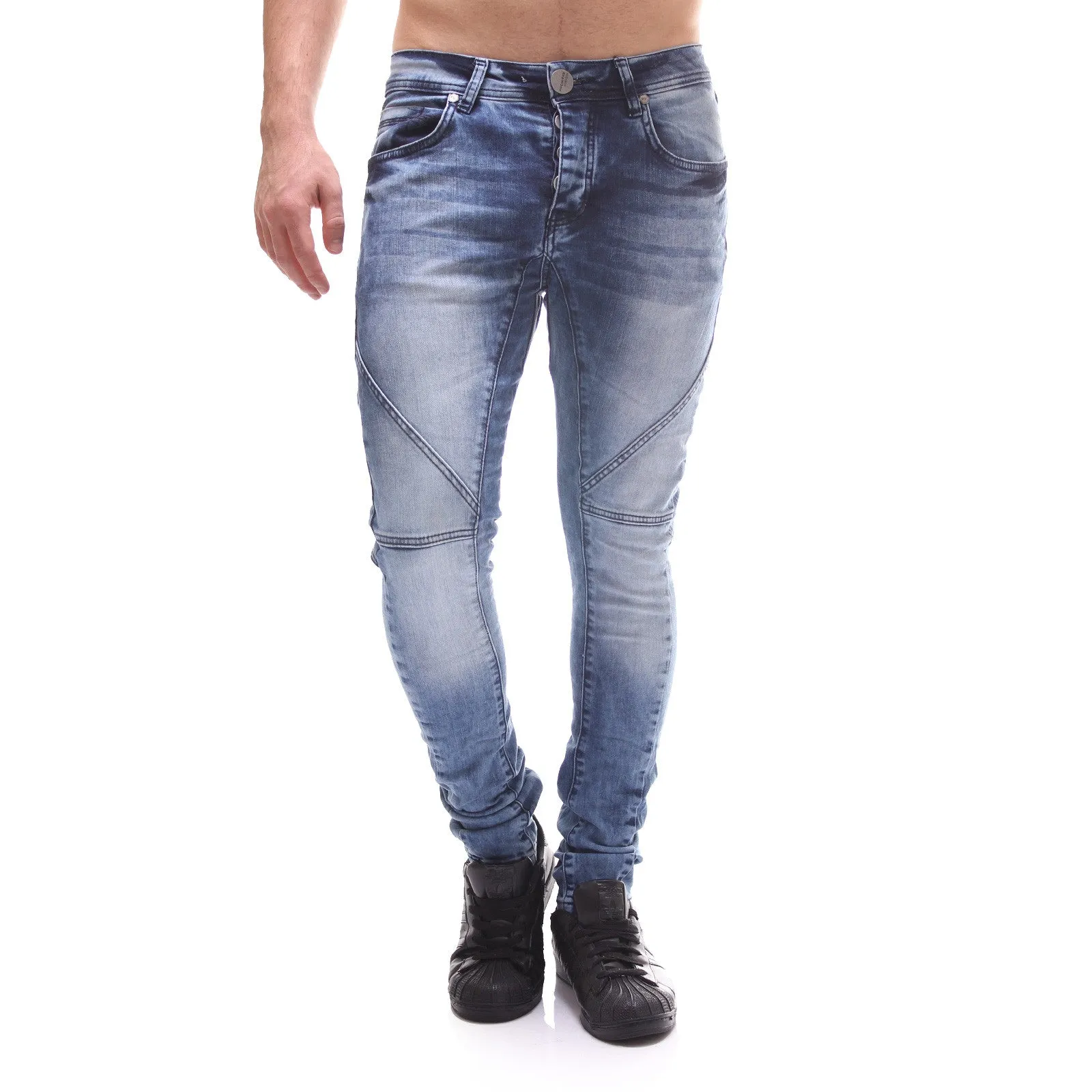 P&V Men Slim Fit Easy Jeans - Blue