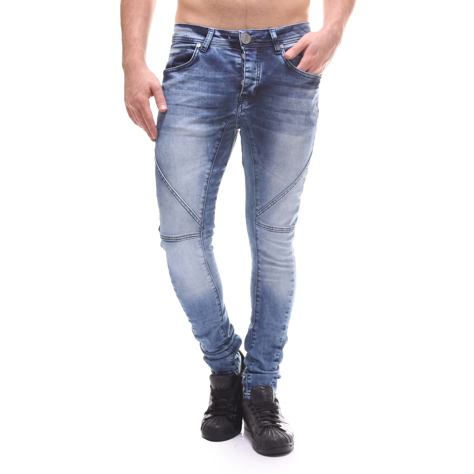 P&V Men Slim Fit Easy Jeans - Blue