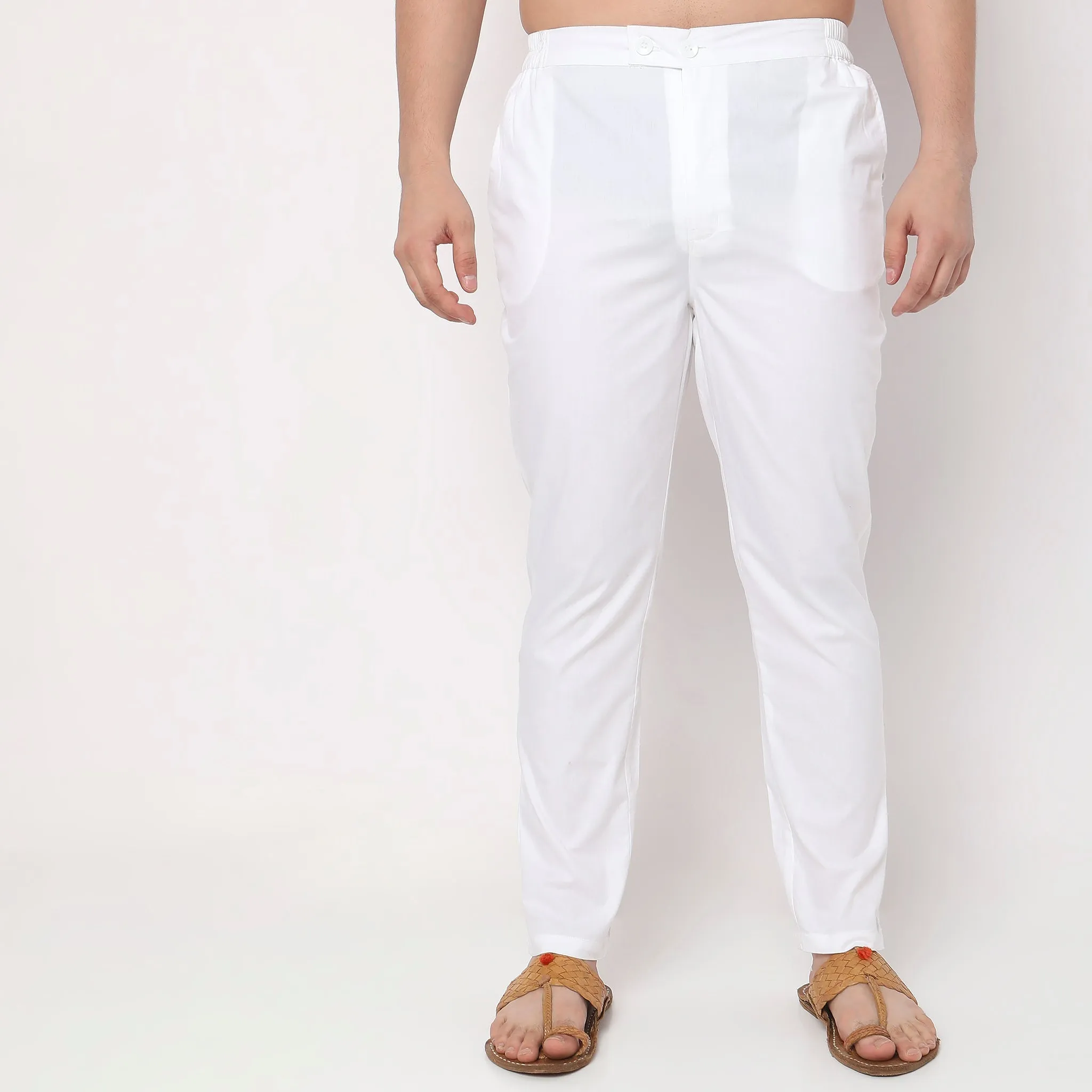 Perfect Ethnic Pants to Pair with Kurtas and Kurta-Shirts - Slim Fit Mid Rise Trousers